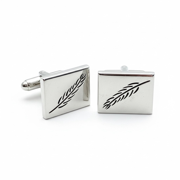 SWANK Other - Vintage Swank Silver Tone Wheat Leaf Cufflinks Mid Century Modern MCM Signed
